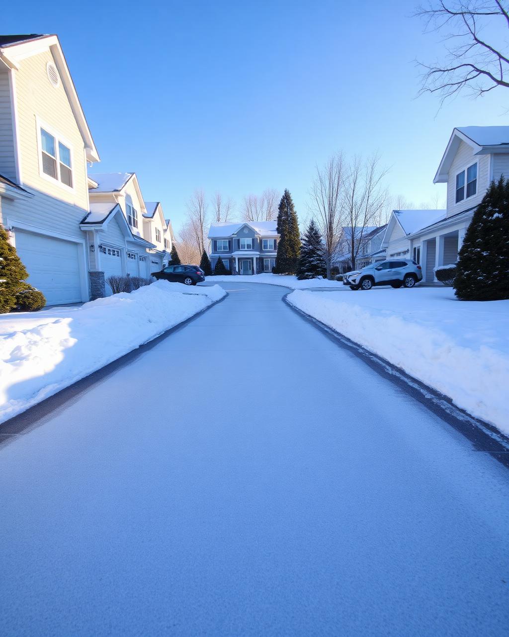 Cleanly plowed driveway in winter